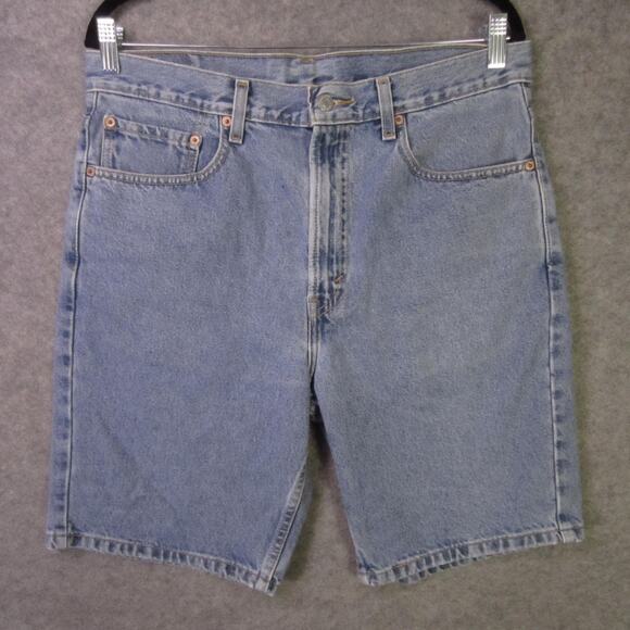 Levis 505 Denim Shorts Mens 34 Light Wash Regular Fit Blue Jean Casual - Picture 1 of 8